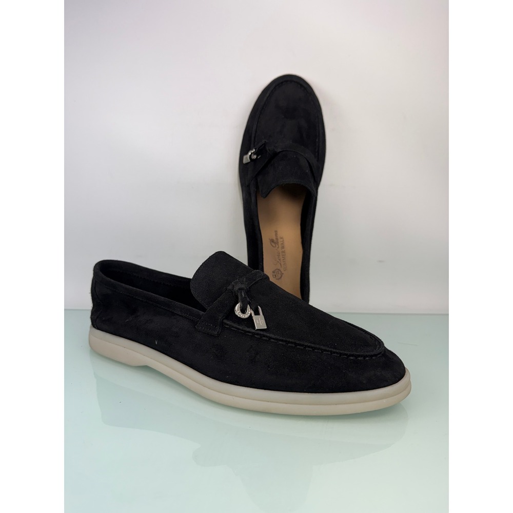 Loro Piana Summer Charms Walk Loafer Black Suede EU 41 US 9 Luxury Slip On